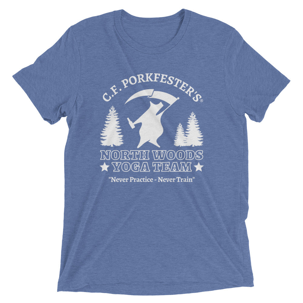 C.F. Porkfester's "North Woods Yoga" Men's/Unisex Tri-blend T-Shirt